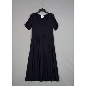 Hatch Dress Womens Medium Black Scoop Neck Puff Sleeve T Shirt Maxi The Nines